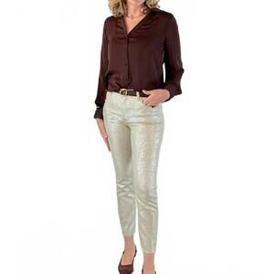NEW KUT FROM THE KLOTH charlize high rise cigarette leg pants in cream silver